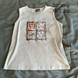 jason maxwell Cream Tank Top with Animal Patch
